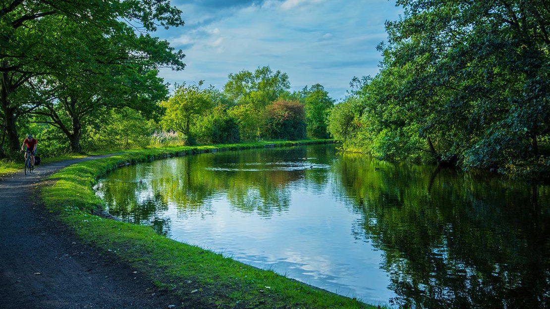 View of canal on a sunny day, Fountains Wood