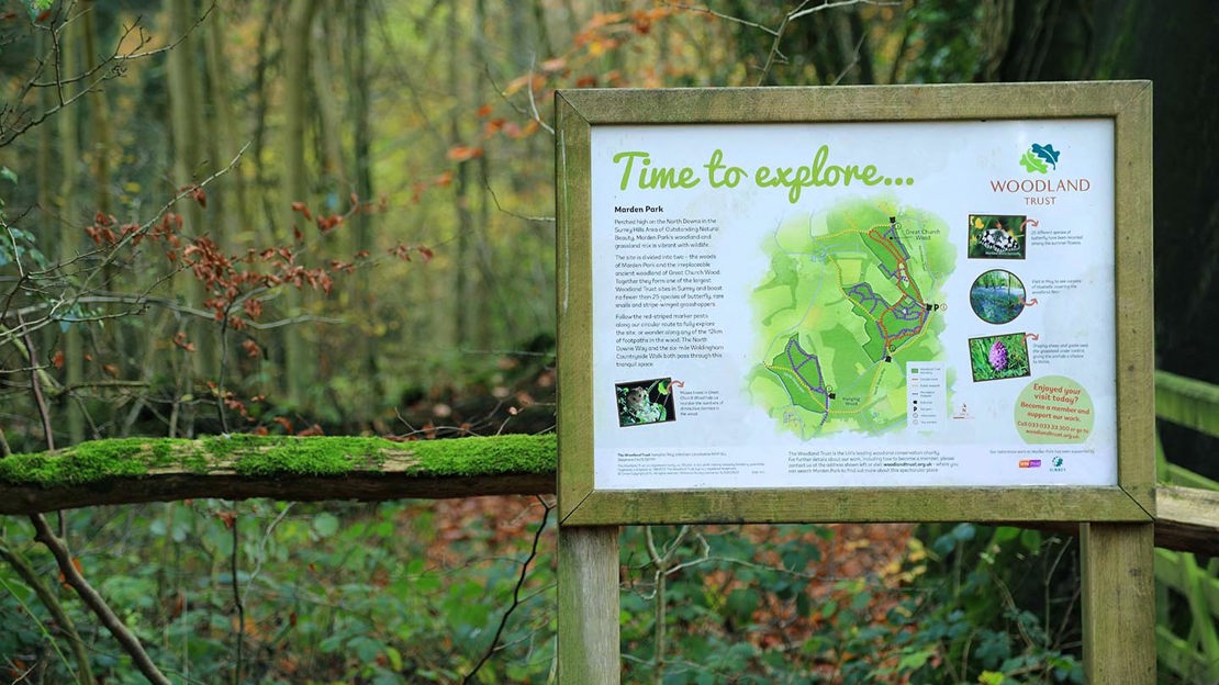 Woodland Trust information sign, Marden Park