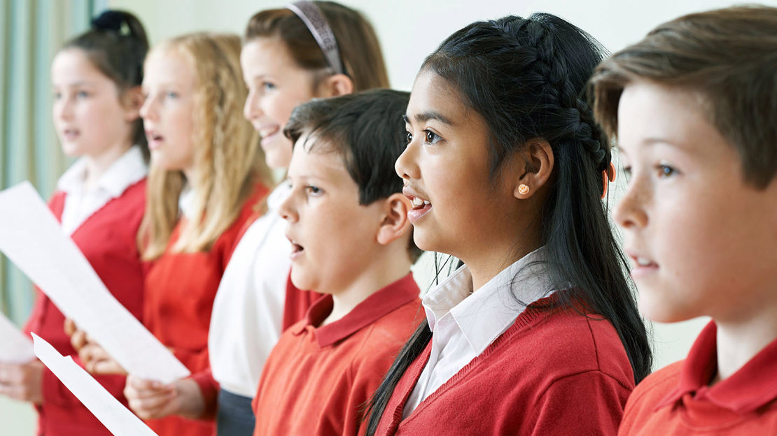 Group of school children delivering a presentation