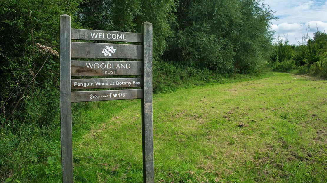 Woodland Trust welcome to Penguin Wood at Botany Bay