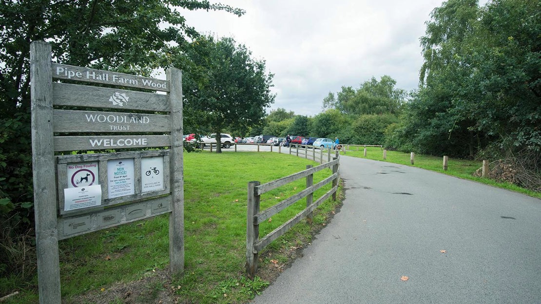 Woodland Trust Pipe Hall Farm welcome sign