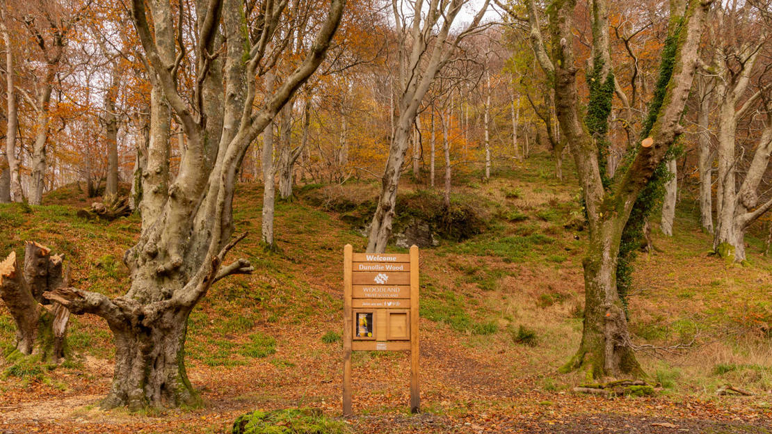 Welcome sign at Dunollie Wood