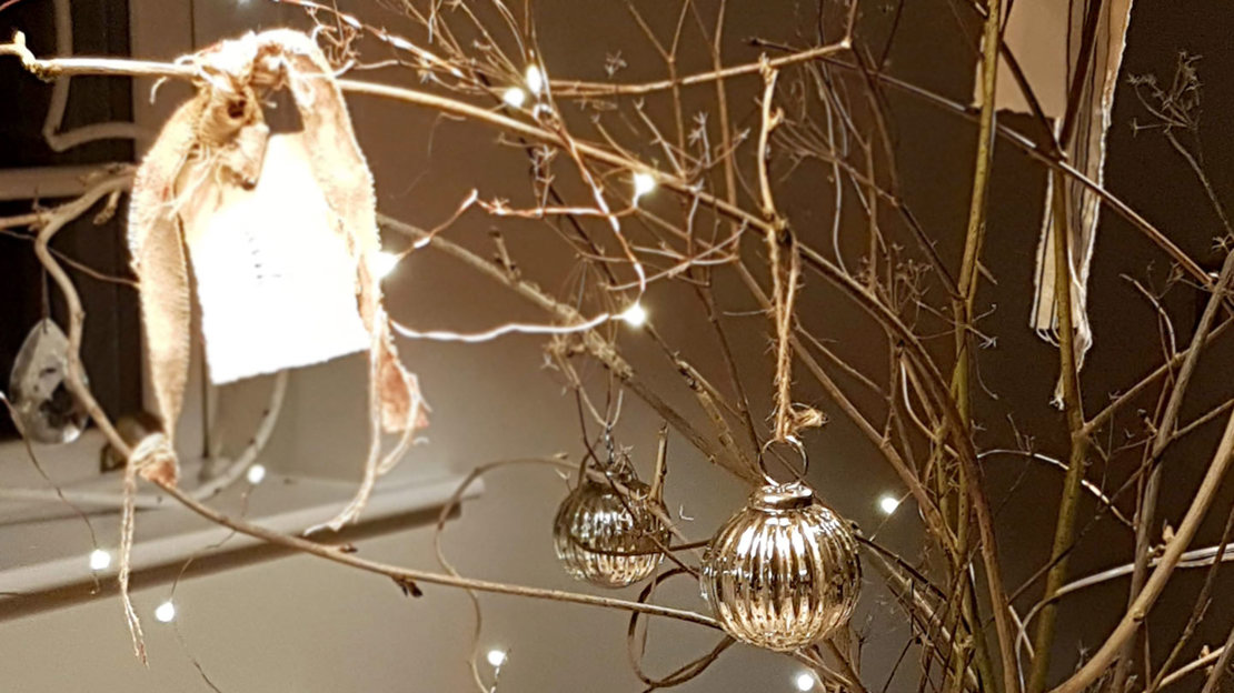 Tree branch Christmas table decoration