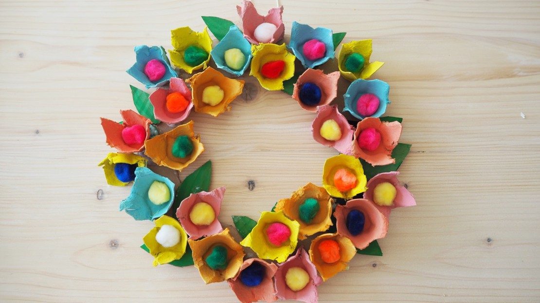 Egg carton Easter wreath
