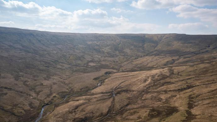 Aerial view across land at Snaizeholme