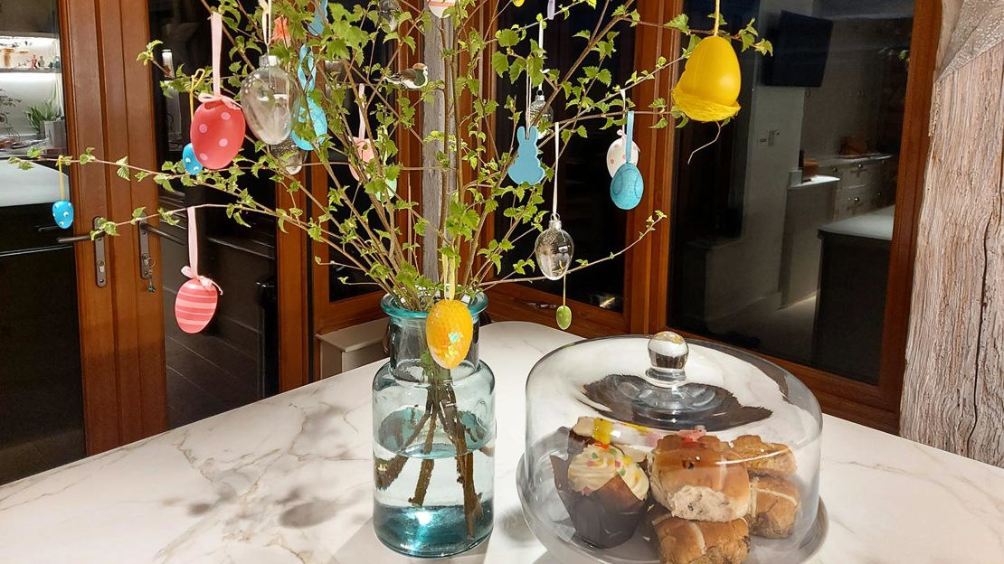 Easter centerpiece in vase