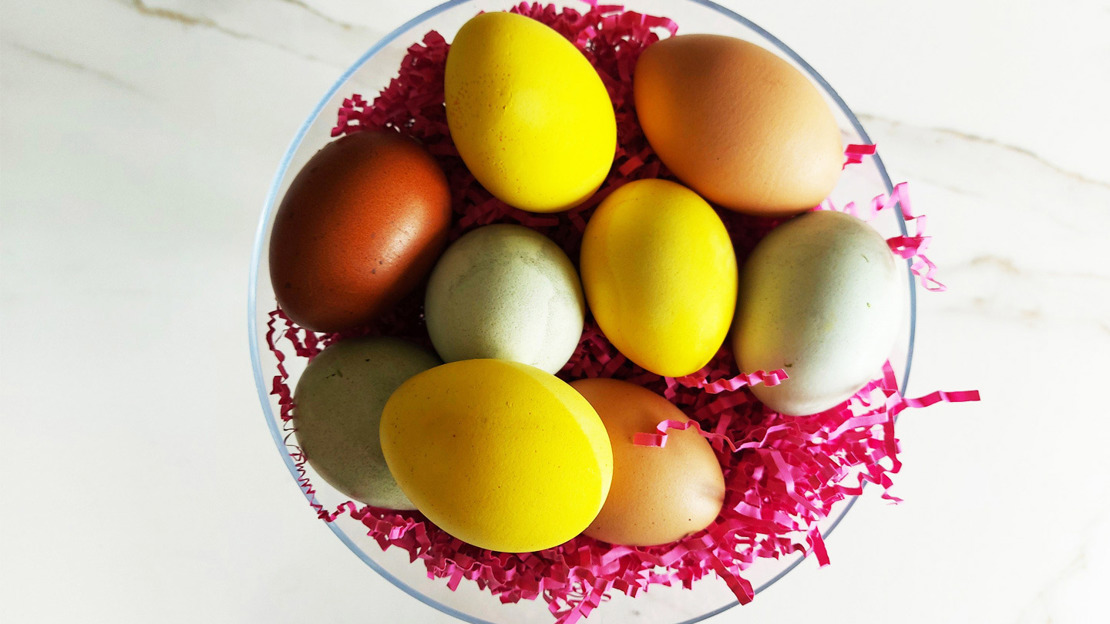 Easter eggs dyed with natural foraged plants