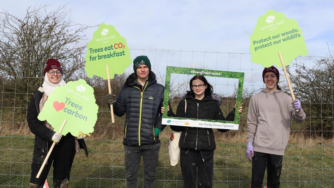 Students holding Big Climate Fightback banners