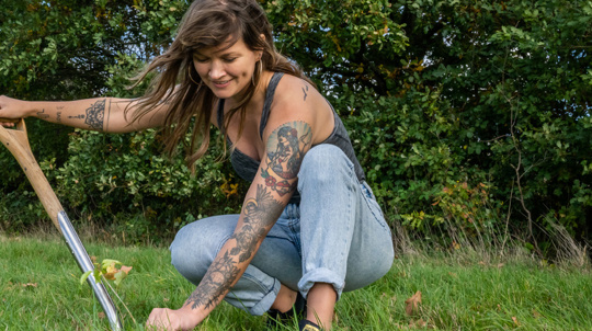 Tree planting with spaniel